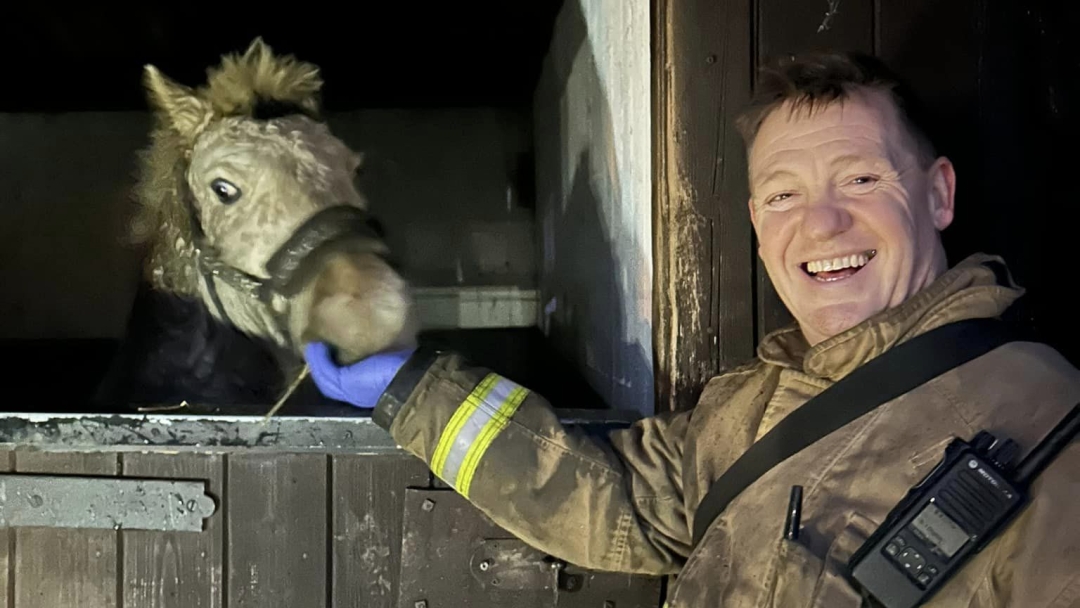 Firefighter Hudson with pony buttons
