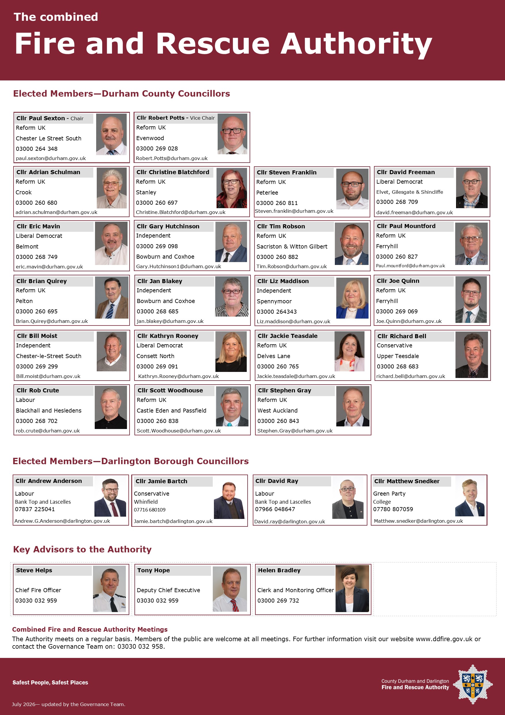 Combined Fire Authority Members July 2026