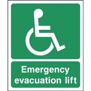 emergency evacuation lift sign