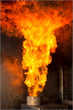 chip pan on fire in kitchen
