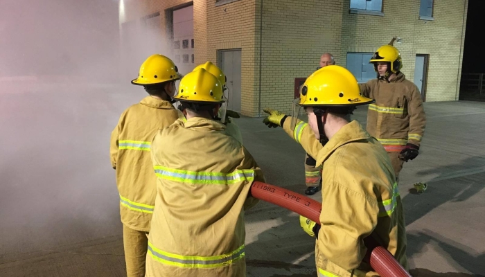 A picture of Fire Cadets training in the drill yard