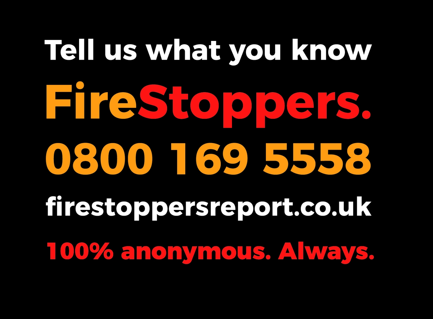 An image of Firestoppers Tell Us What you know logo