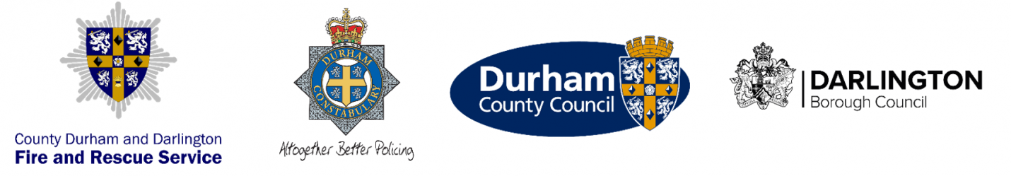 cddfrs, durham police, durham county council and darlington borough council logos