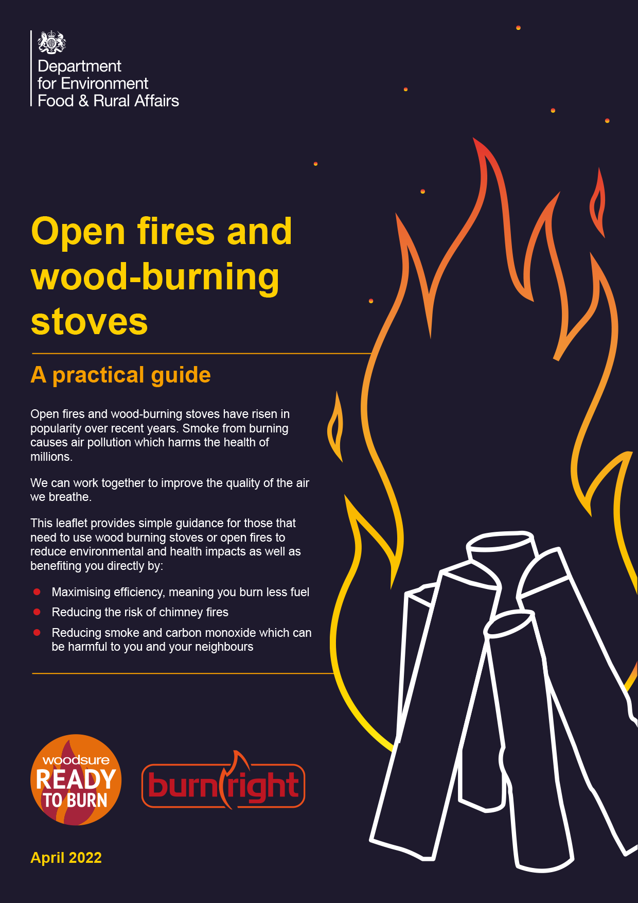 Log burner safety guide cover page
