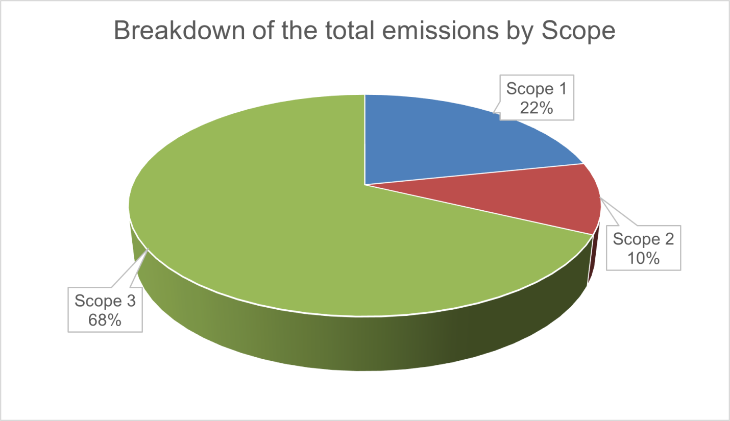 Diagram showing the breakdown of the total emissions by Scope