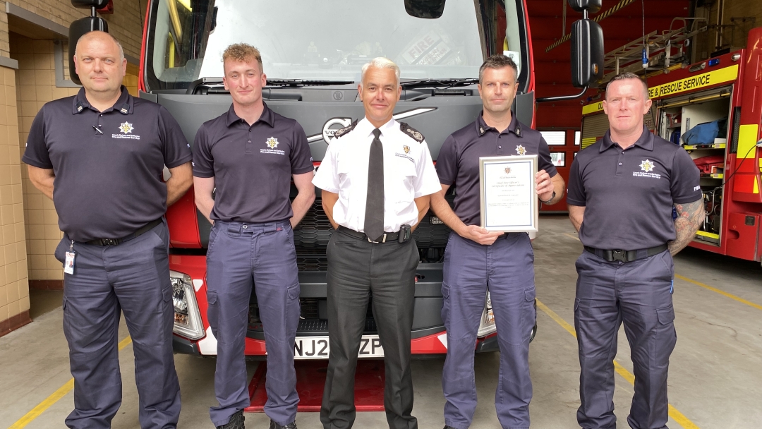 Certificate of appreciation Sept 2022 - Consett Green Watch