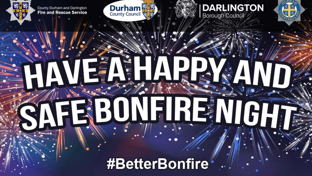 Graphics saying Have a happy and safe bonfire night